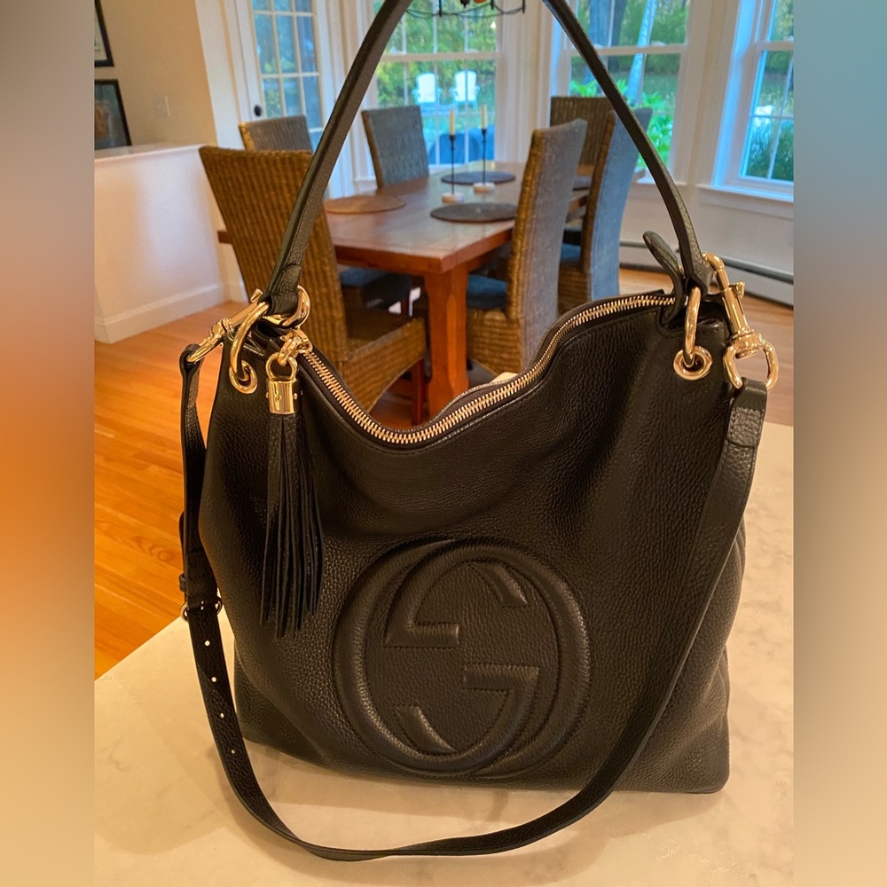 Gucci Black Soho Leather Hobo with Tassel